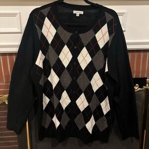 Croft & Barrow Multicolored Argyle Light Casual Button Down Sweater Cardigan
